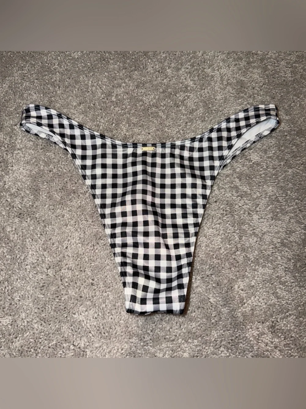 Hollister Black and White Gingham Bikini Bottom